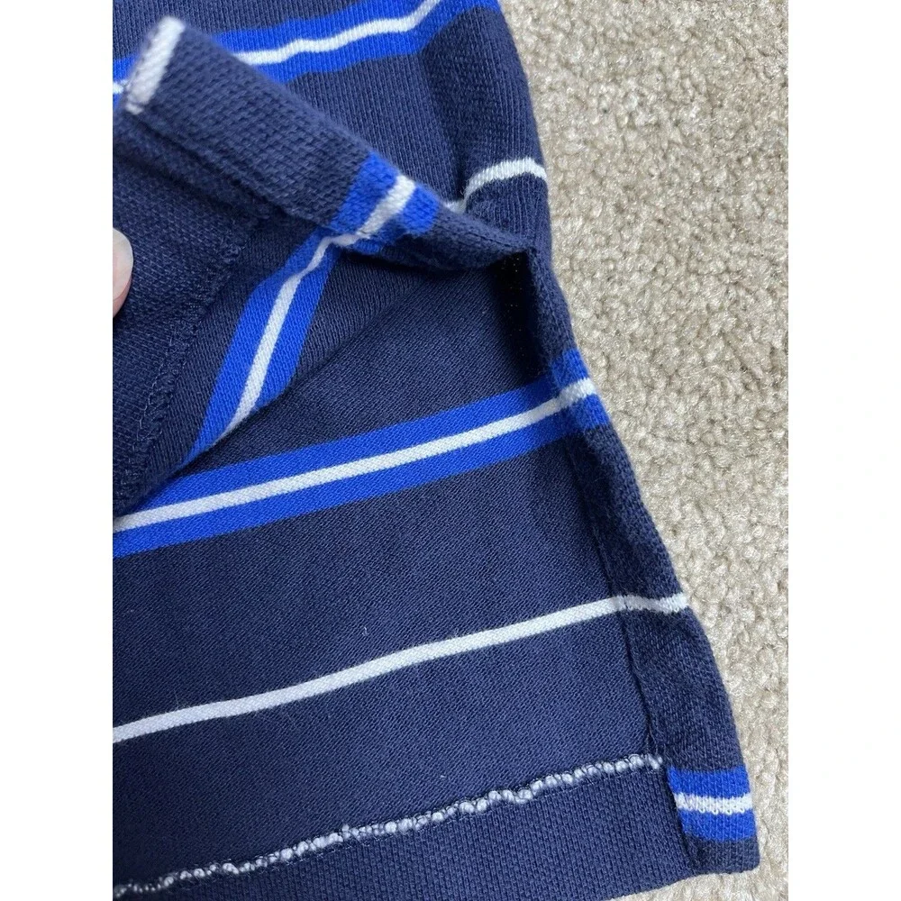 VTG 90s Y2K Polo Ralph Lauren Men's XL Polo Shirt Navy Blue Striped Short Sleeve